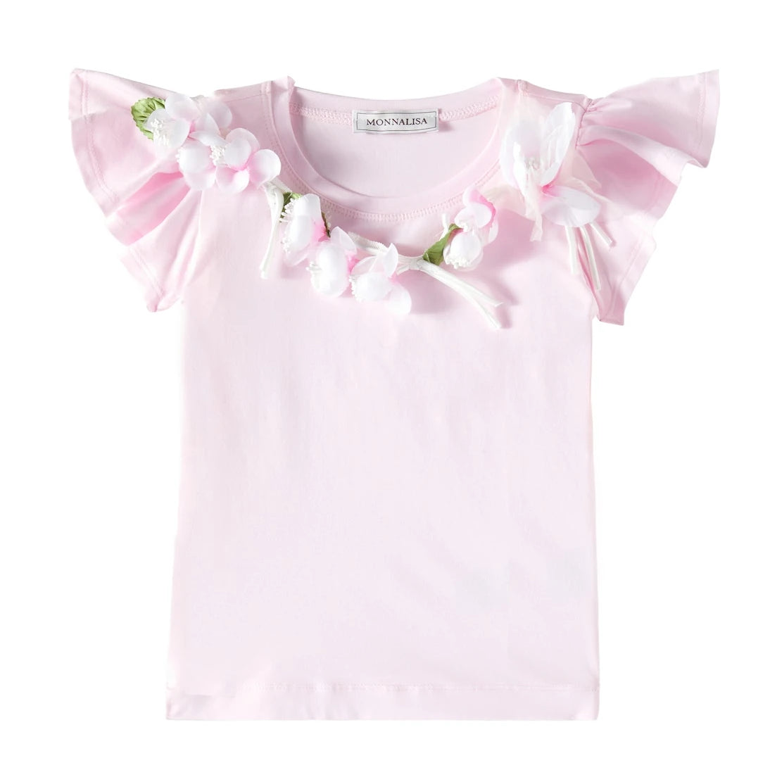 Monnalisa - Embellished cotton-blend jersey T-shirt