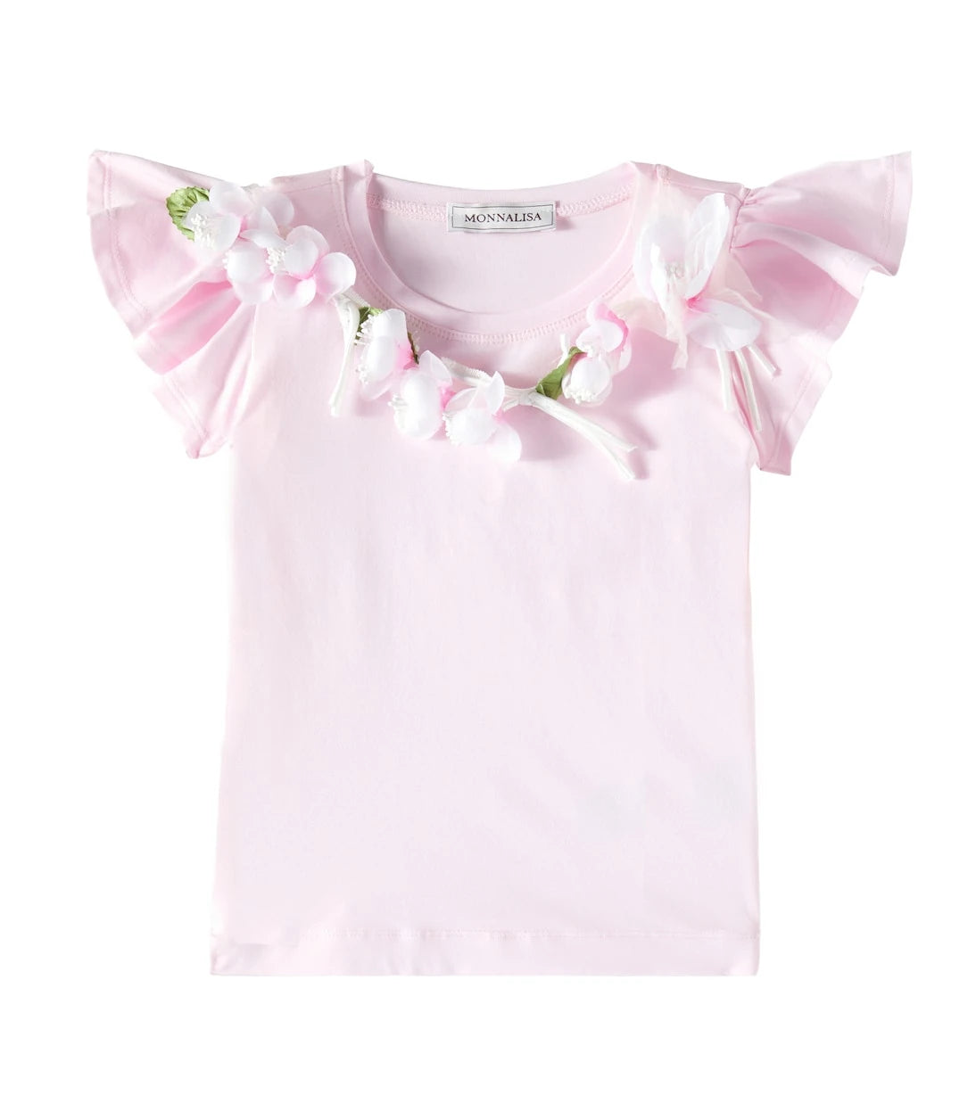 Monnalisa - Embellished cotton-blend jersey T-shirt