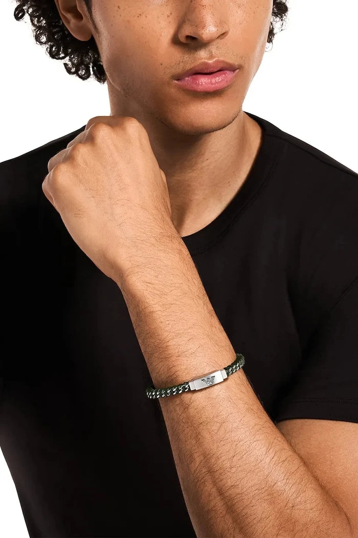 Emporio Armani erkek paslanmaz çelik Eagle Logo bileklik