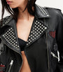 Black Leather College Biker Jacket