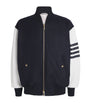 Thom Browne Navy Wool-Leather 4-Bar Oversized Bomber Jacket