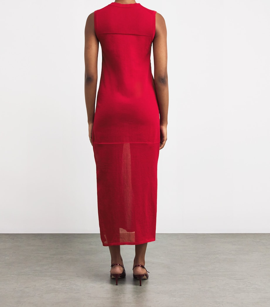 Loulou de Saison Red Stretch-Cotton Ada Midi Dress