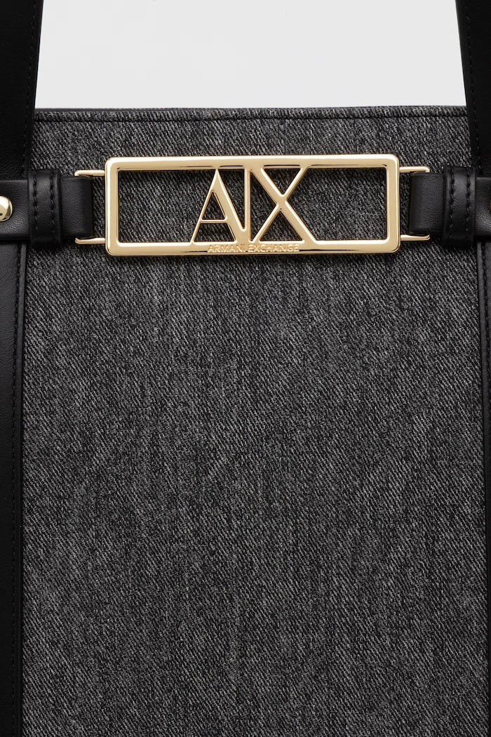 Armani Exchange suni deri kadın shopping çanta