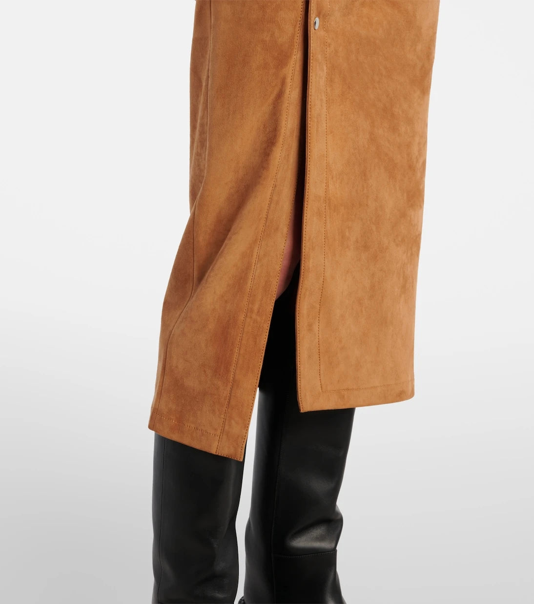 Rabanne - Ruched suede midi skirt