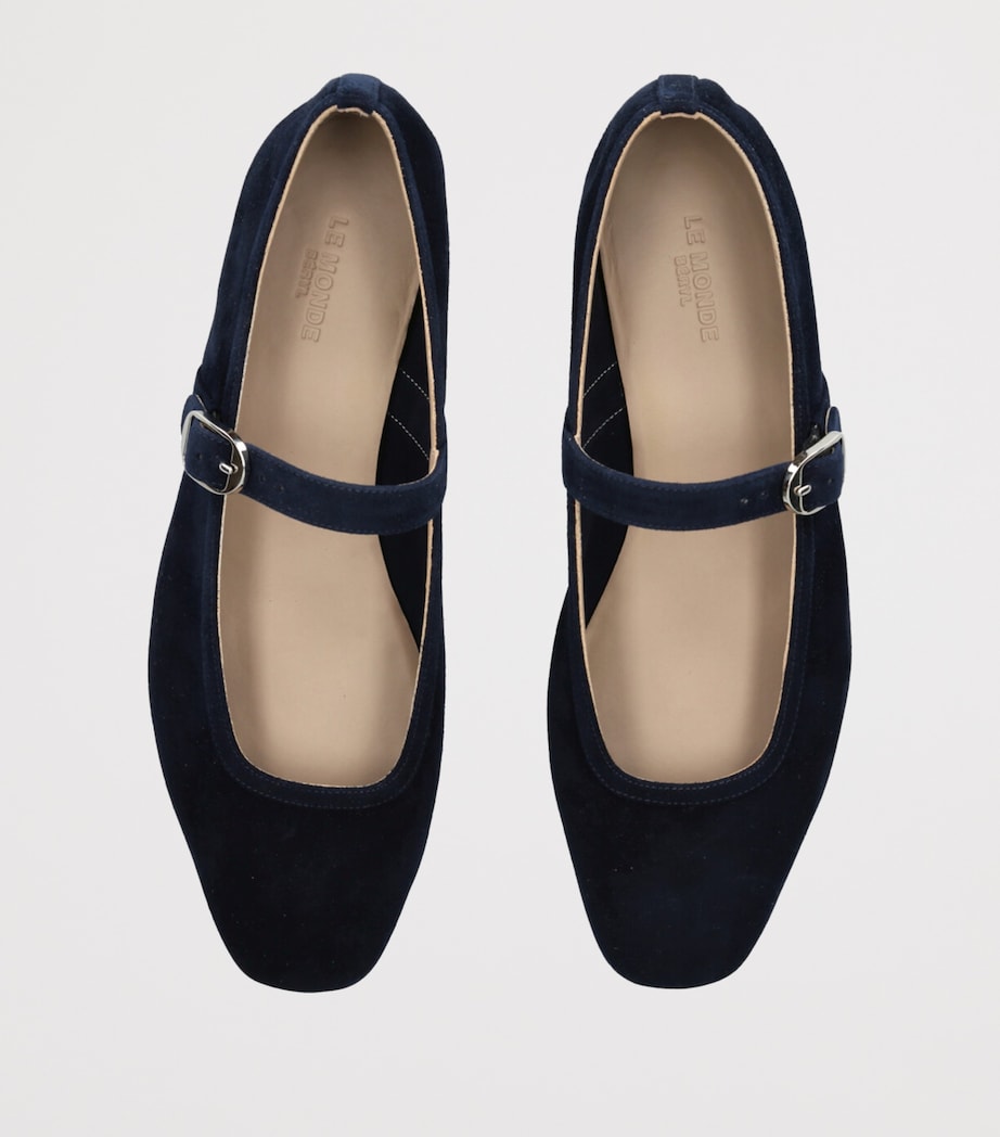 Le Monde Beryl Navy Suede Mary Jane Ballet Flats