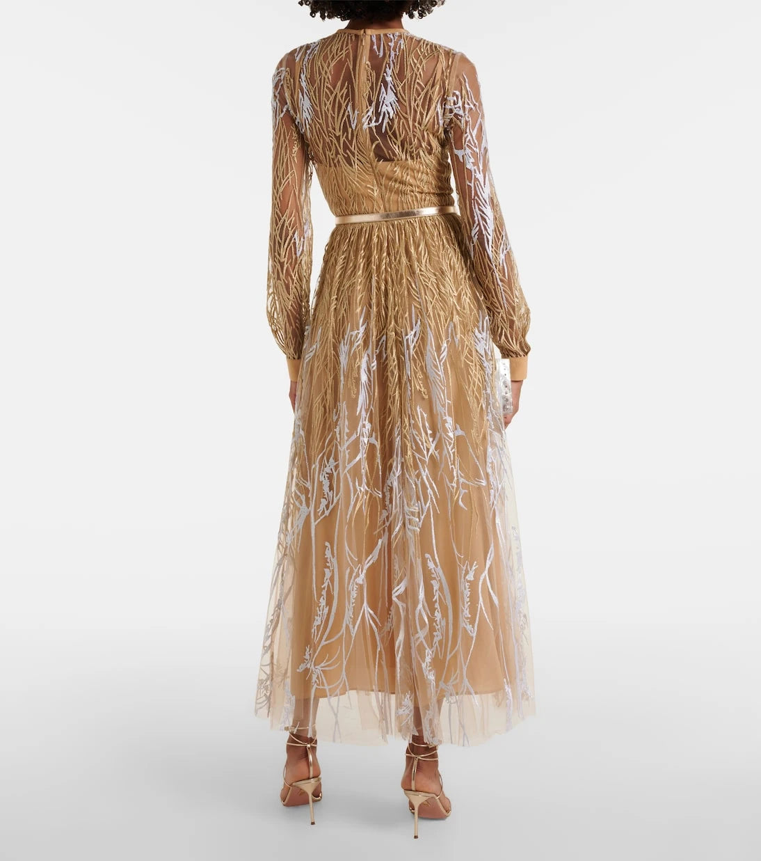 Elie Saab - Embroidered tulle midi dress