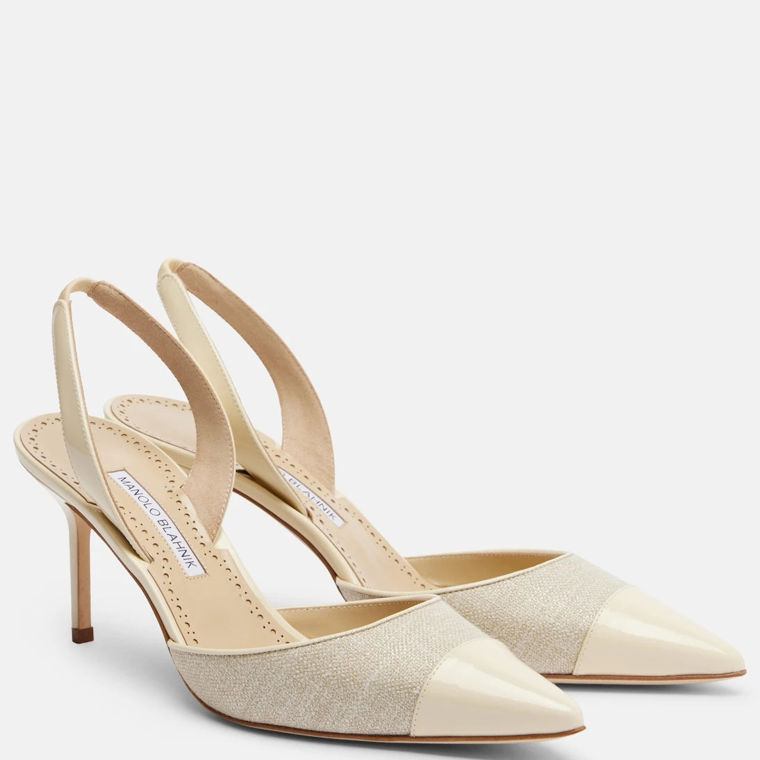 Manolo Blahnik - Capsli leather-trimmed slingback pumps