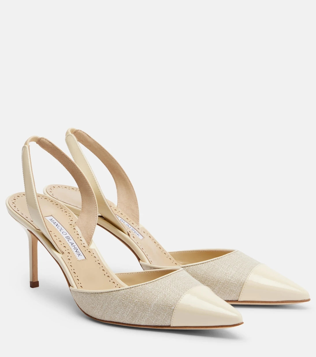 Manolo Blahnik - Capsli leather-trimmed slingback pumps