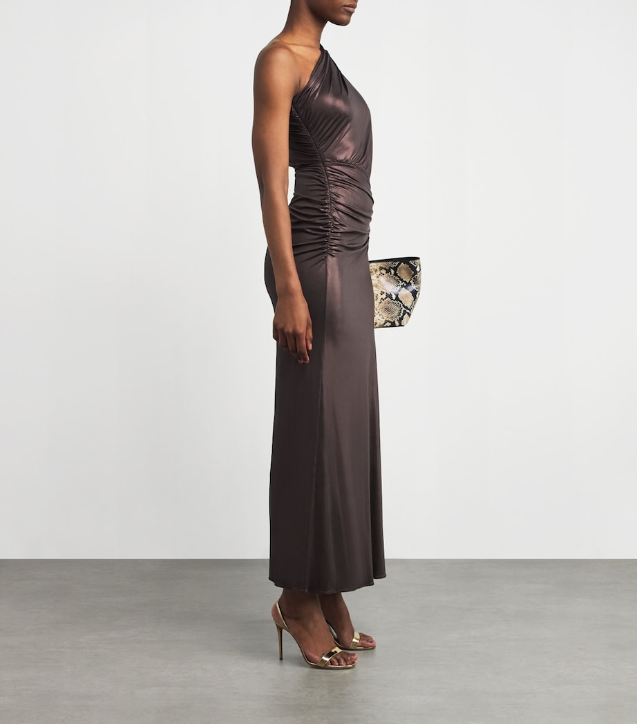 LAPOINTE Brown One-Shoulder Ruched Maxi Dress