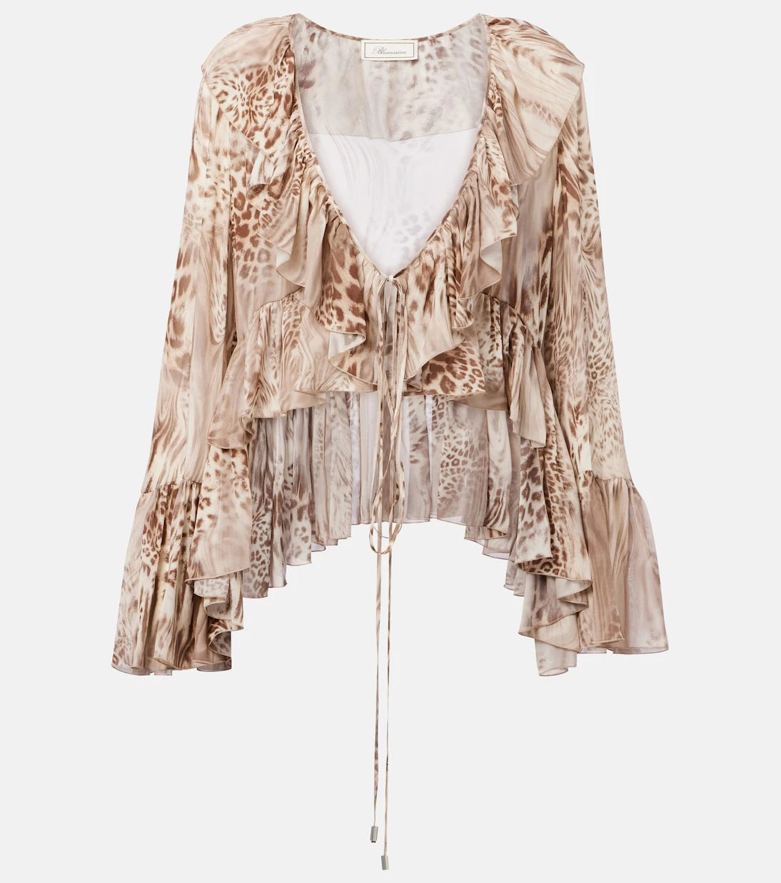 Blumarine - Ruffled leopard-print chiffon top