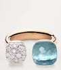 Mixed Gold Diamond and Topaz Nudo Ring