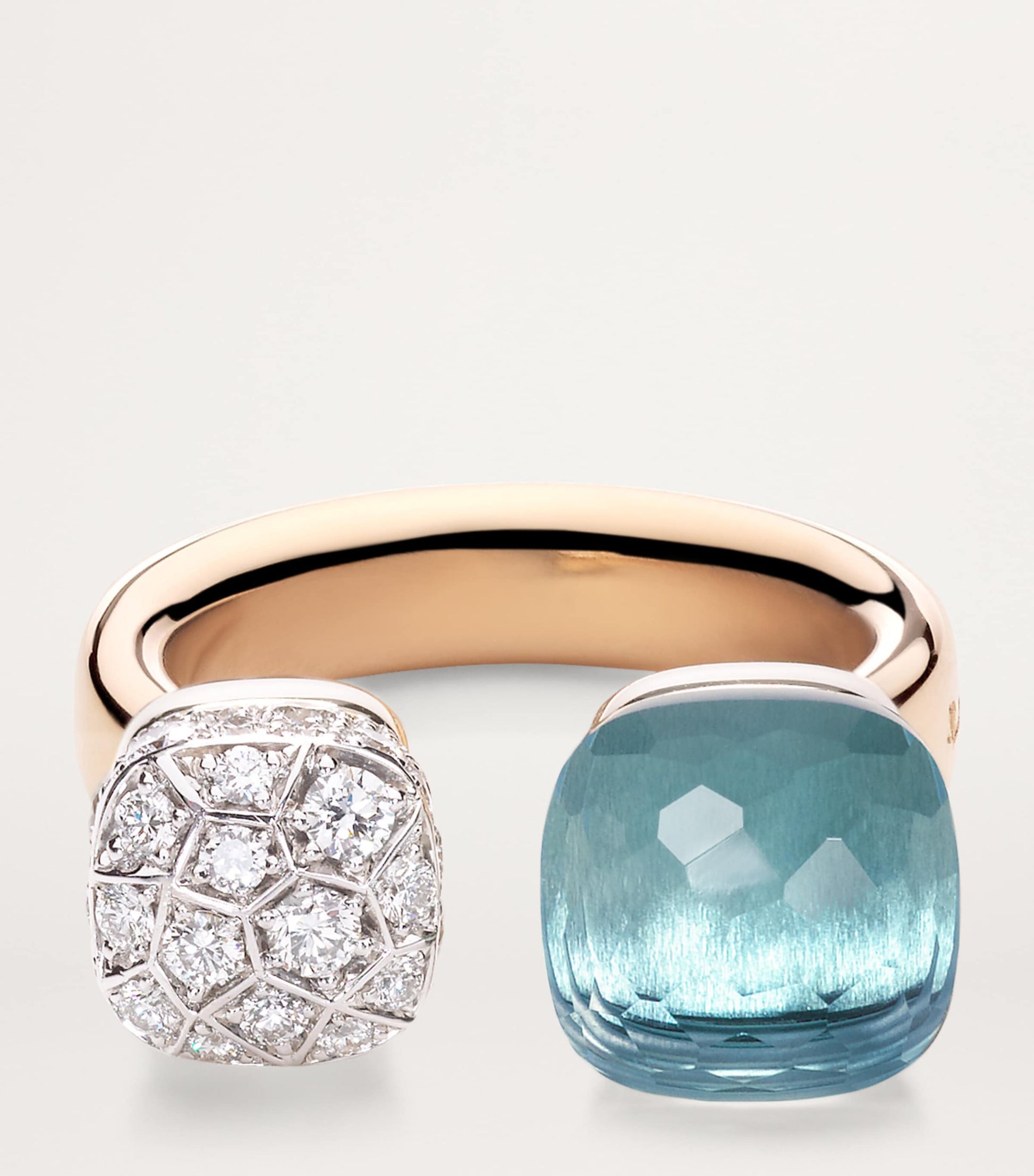 Mixed Gold Diamond and Topaz Nudo Ring