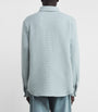Blue Cashmere Waffle-Knit Overshirt
