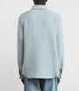 Blue Cashmere Waffle-Knit Overshirt