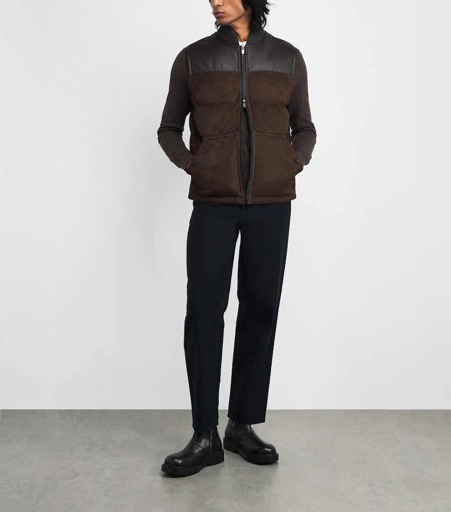 Brown Suede-Nappa Padded Gilet