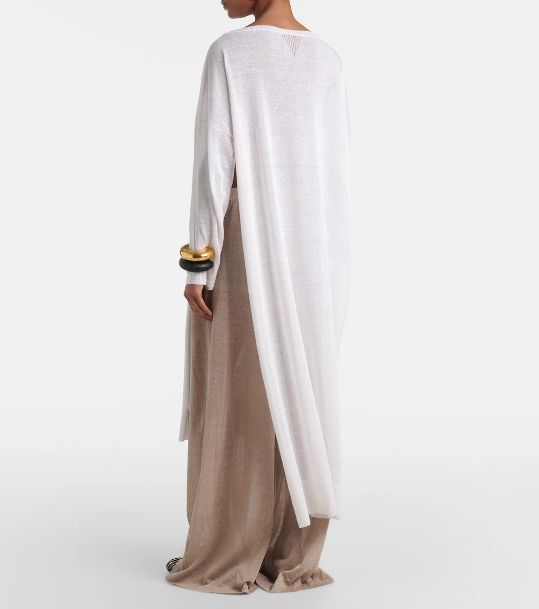 Alaïa - بنطلون كتان وحرير بأرجل واسعة