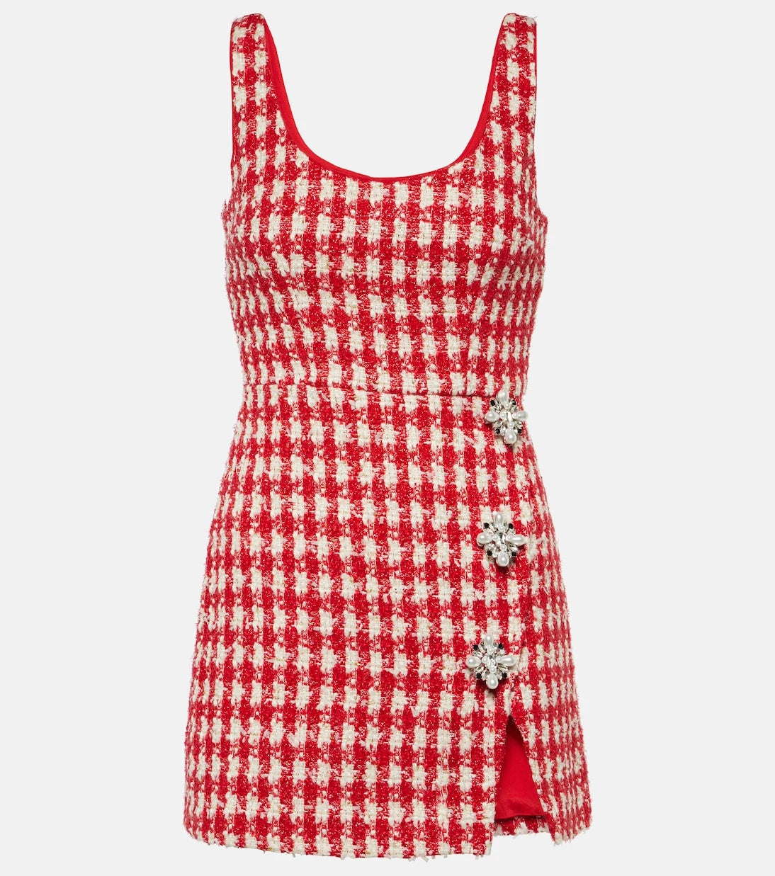 Self-Portrait - Checked bouclé minidress