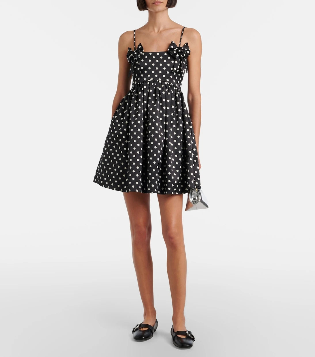 Ganni - Bow-detail polka-dot satin minidress