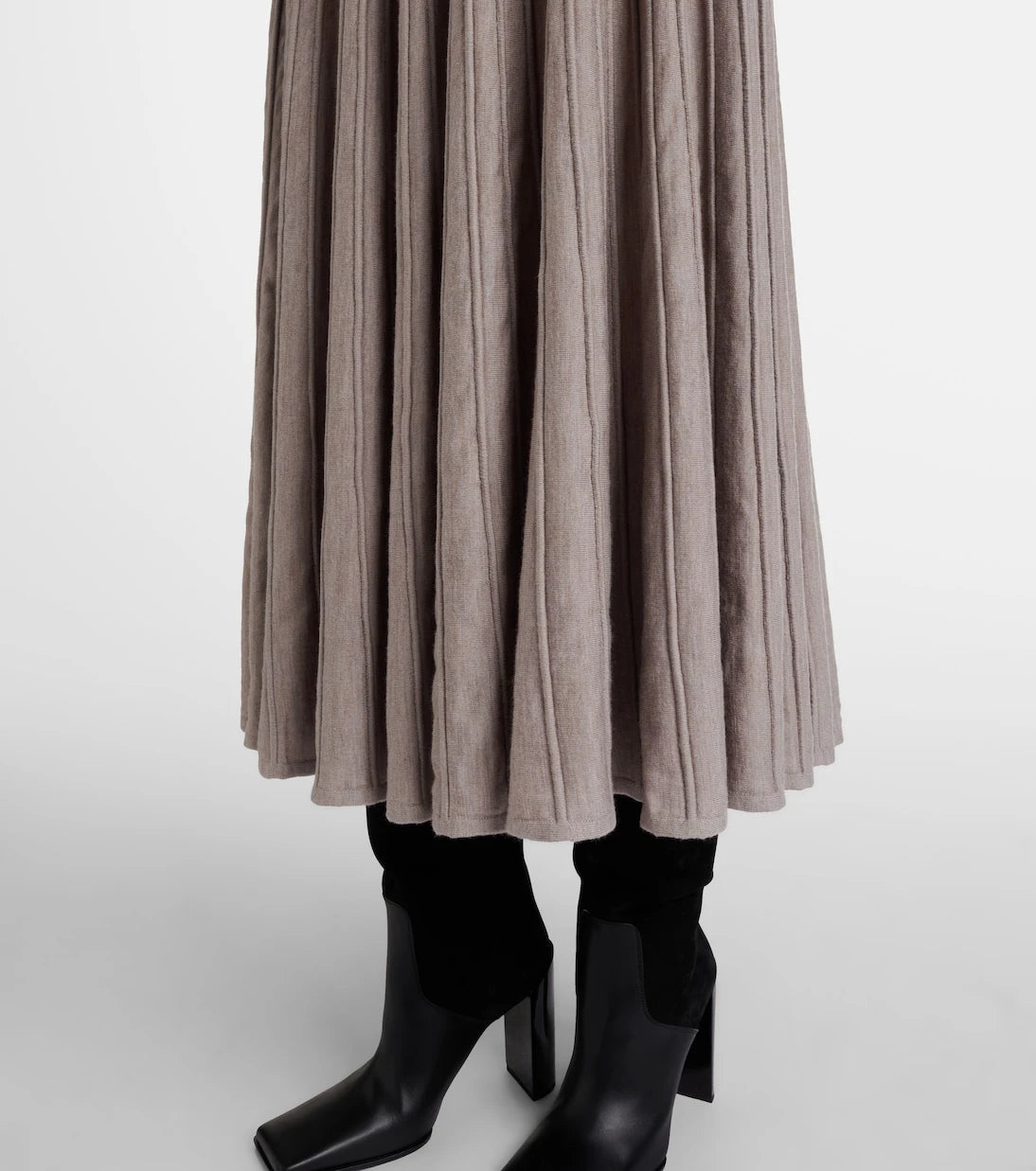 Alaïa - Pleated wool-blend midi skirt
