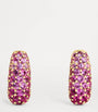 Yellow Gold and Pink Sapphire Holly Huggie Earrings