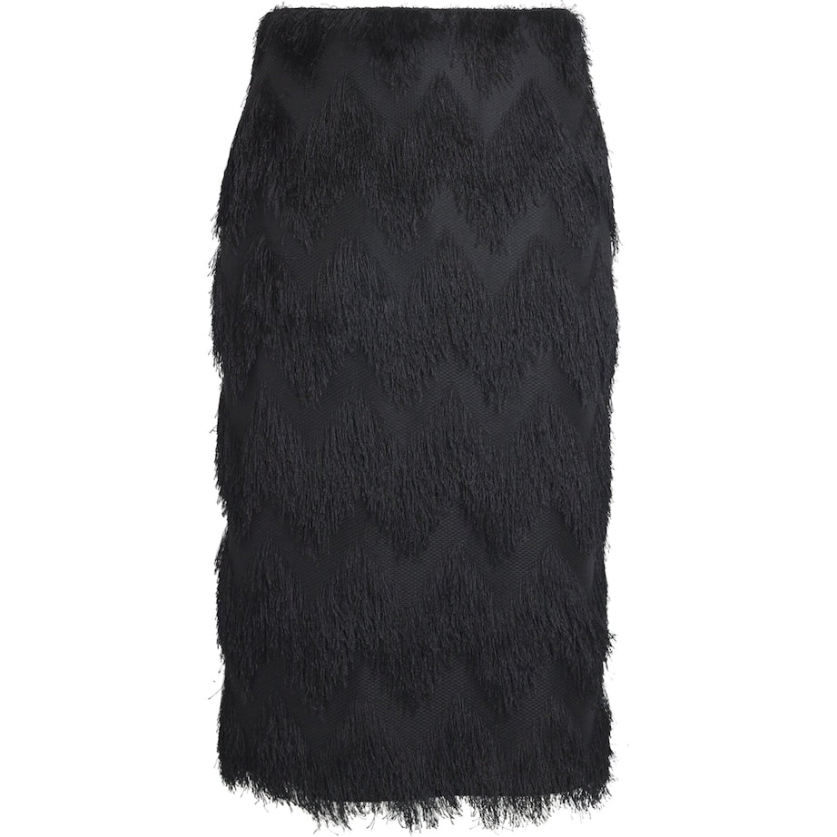 CAMILLA AND MARC Black Fringed Phoenix Midi Skirt