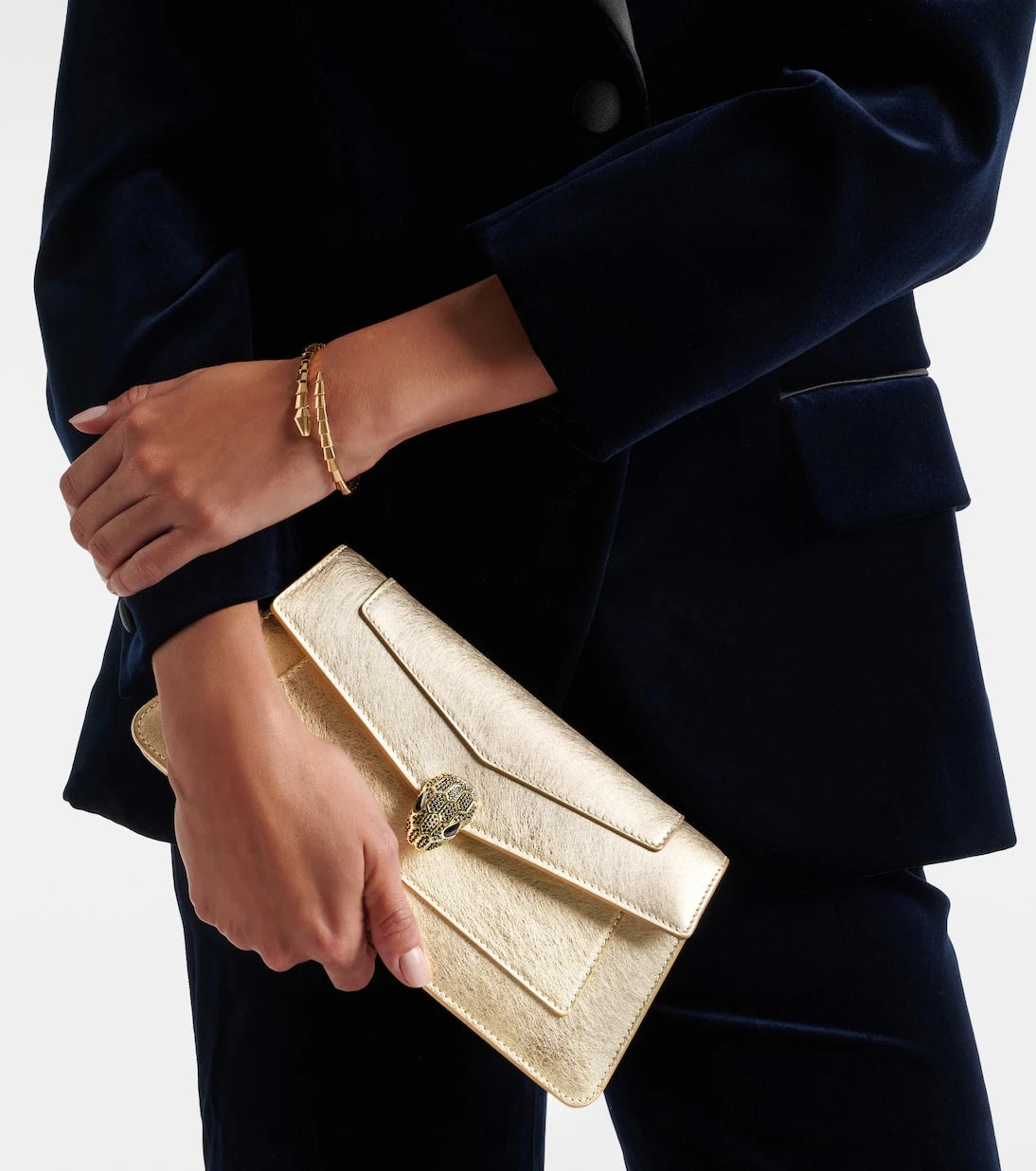 Bvlgari - Serpenti Forever metallic leather clutch