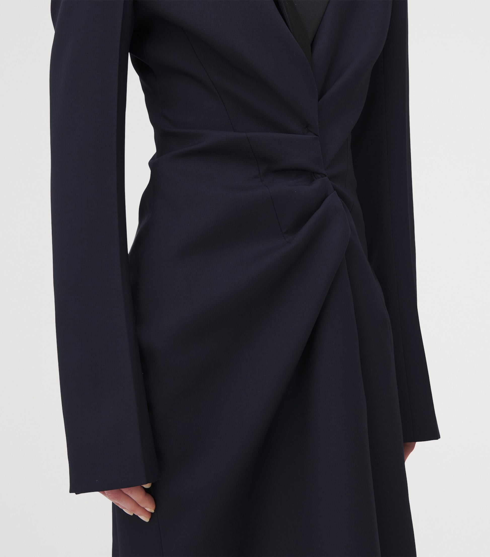 Blue Wool Twisted-Lapel Coat