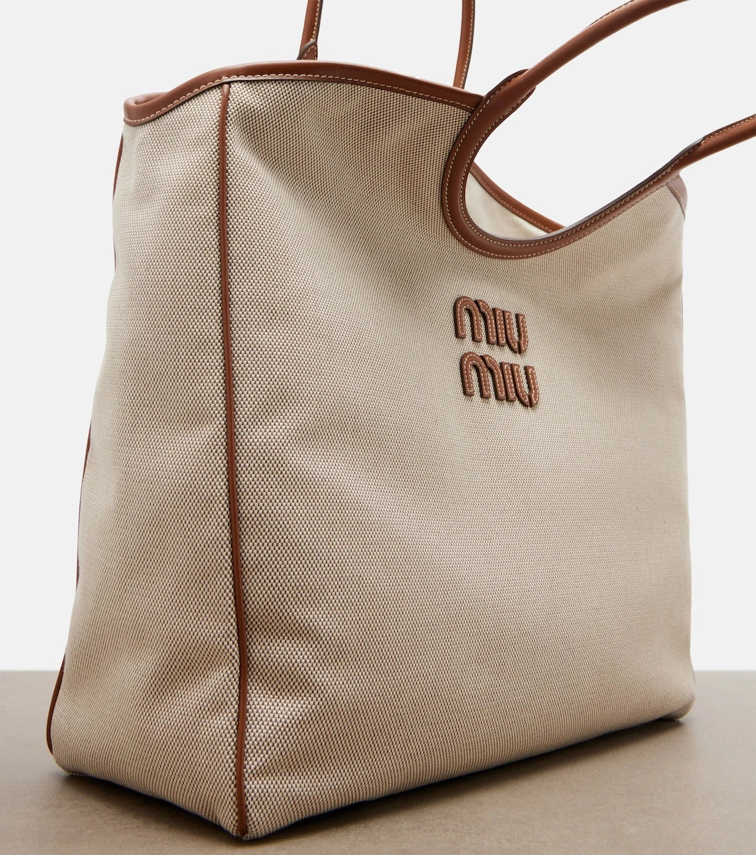Miu Miu - Ivy leather-trimmed canvas tote bag