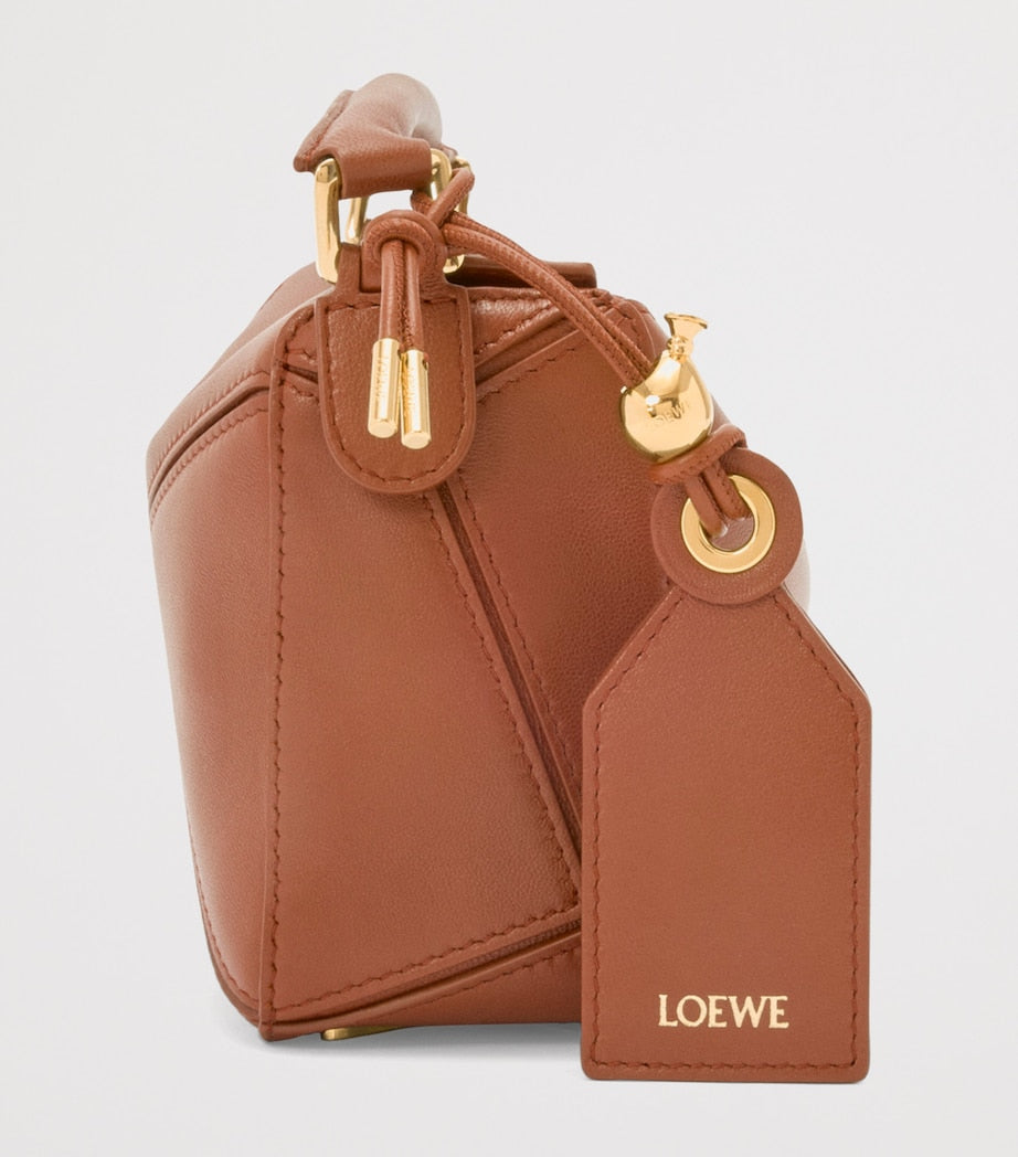 LOEWE Brown Mini Leather Puzzle Top-Handle Bag