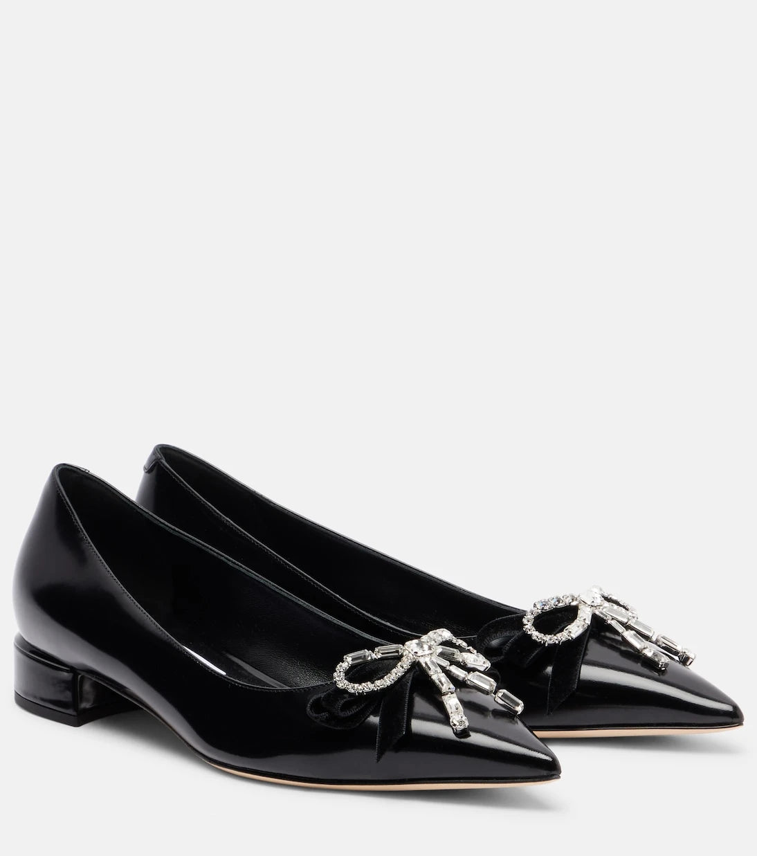 Jimmy Choo - Auria bow-detail leather ballet flats