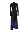 Paco Rabanne Navy Velvet Asymmetric Midi Dress