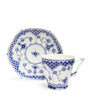 Blue Fluted Full Lace Teacup and Saucer