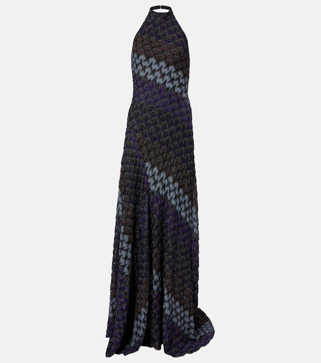 Missoni - Halterneck knitted lamé gown