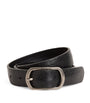 Black Crocodile-Embossed Leather Belt