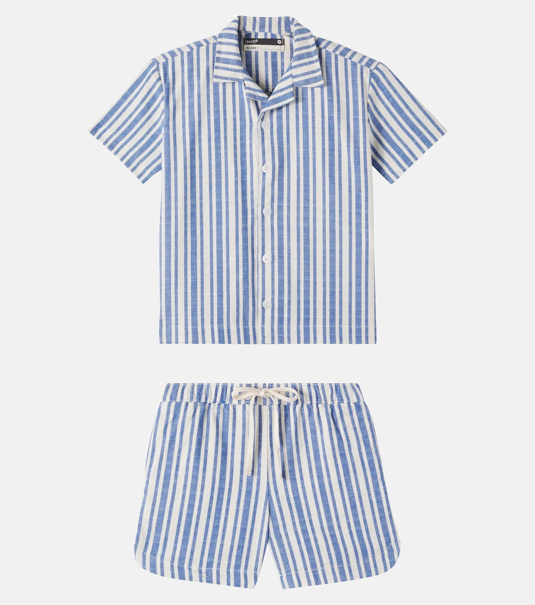 Fábula - Striped cotton bowling shirt and shorts set