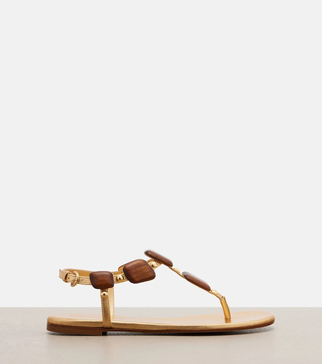 Gianvito Rossi - Beaded metallic leather thong sandals