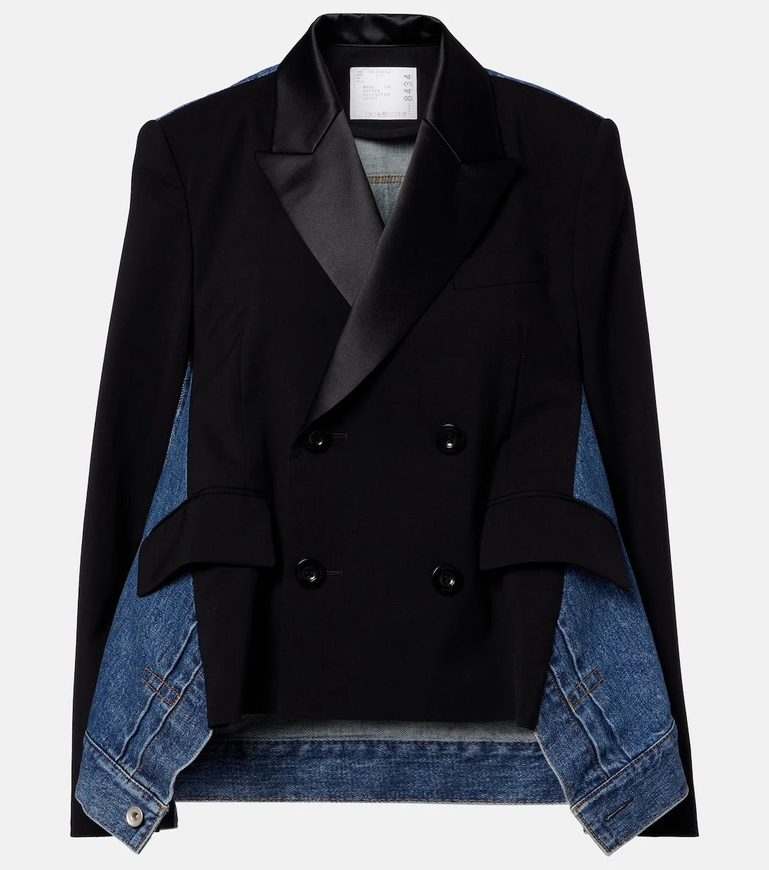 Sacai - Double-breasted denim and wool jacket