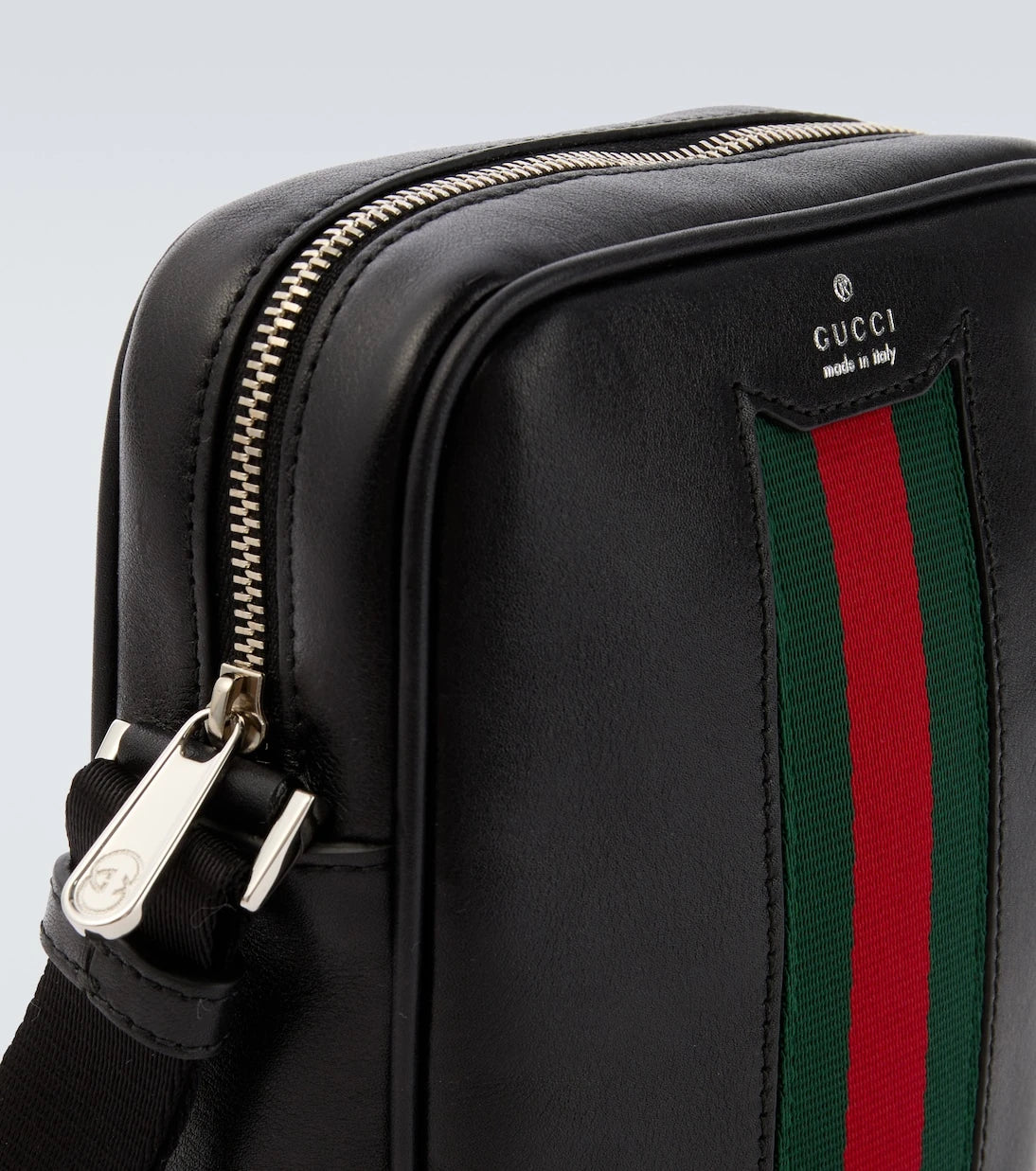 Gucci - Web Trademark Mini leather crossbody bag