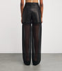 Nensi Dojaka Black Leather Hybrid Wide-Leg Trousers