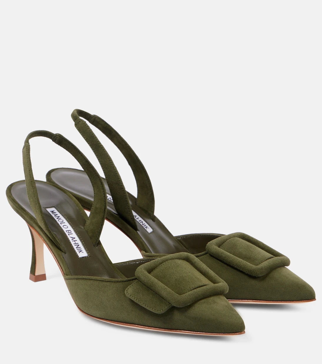 Manolo Blahnik - Maysli süet arkası açık topuklu ayakkabı