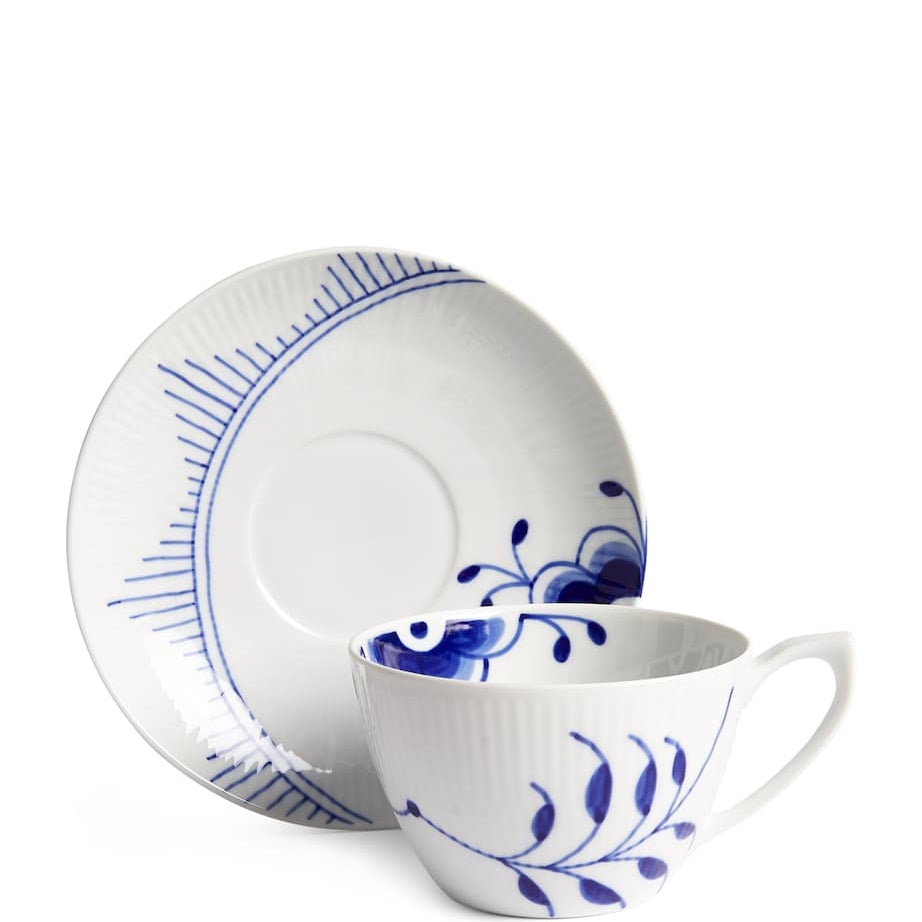 Blue Fluted Mega Cup & Saucer (250ml)