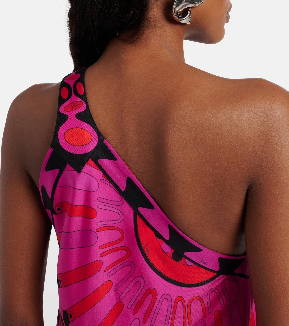 Pucci - Soleil asymmetric silk twill midi dress
