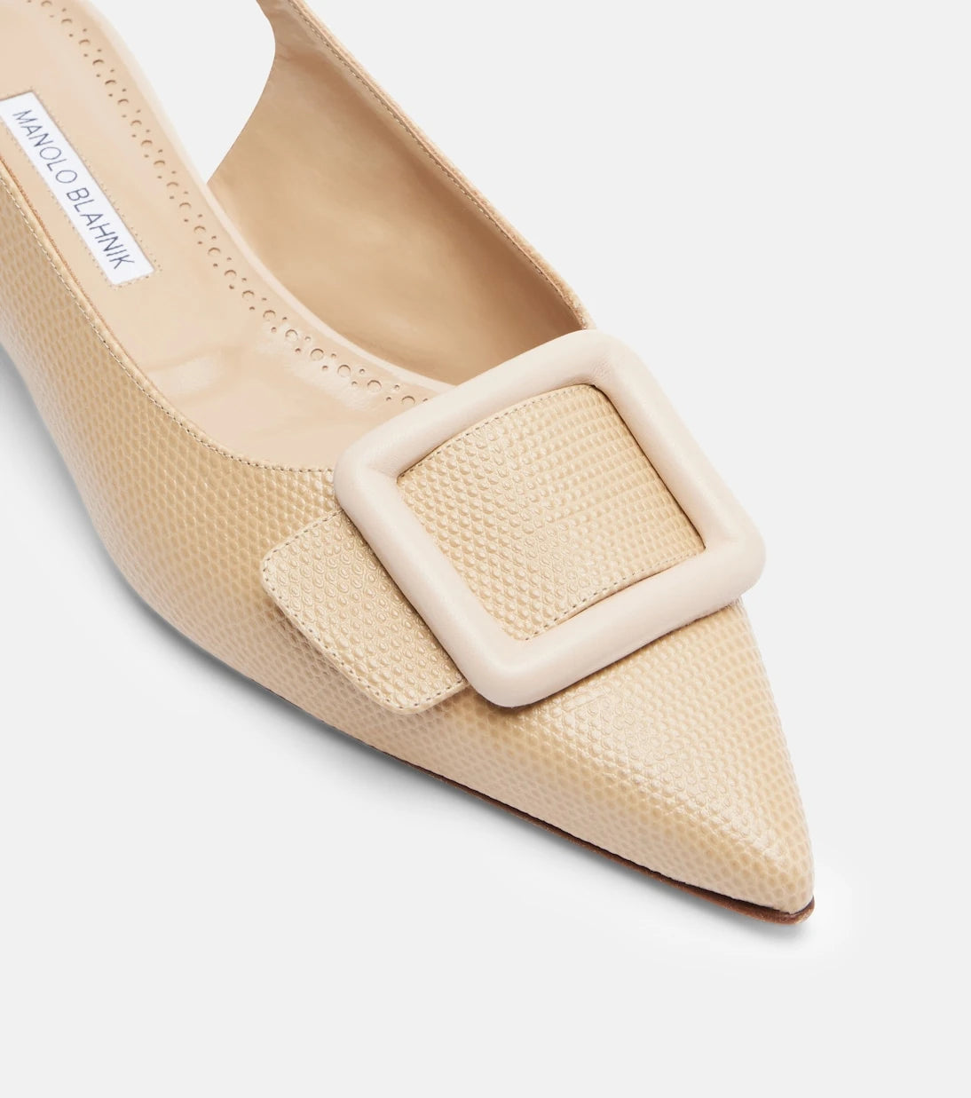 Manolo Blahnik - Maylura croc-effect leather slingback flats