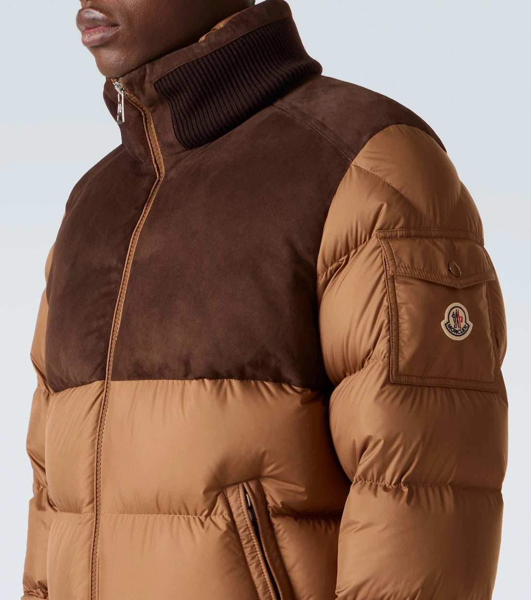 Moncler - Cheverny suede-trimmed down jacket