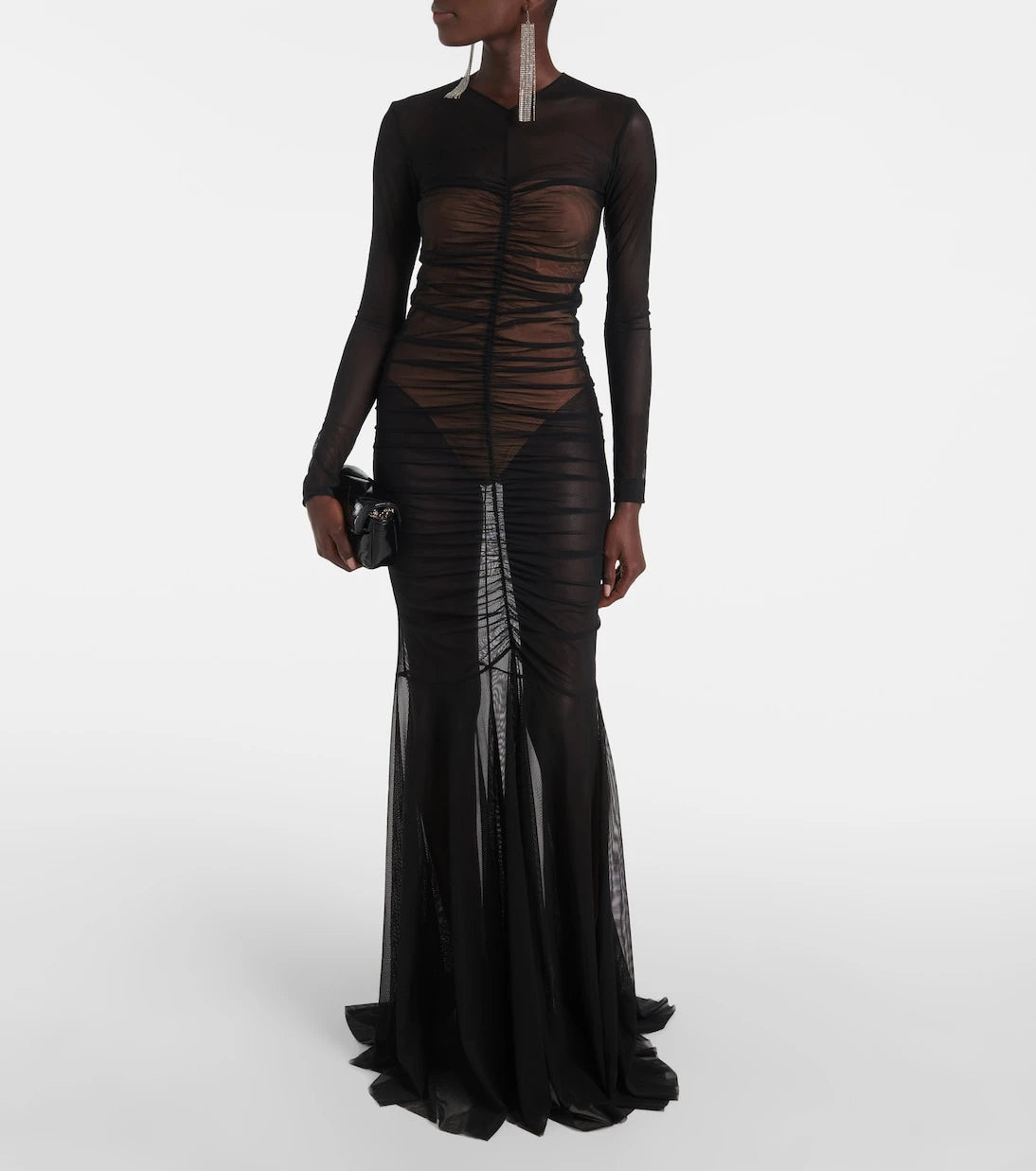 Norma Kamali - Shirred sheer gown