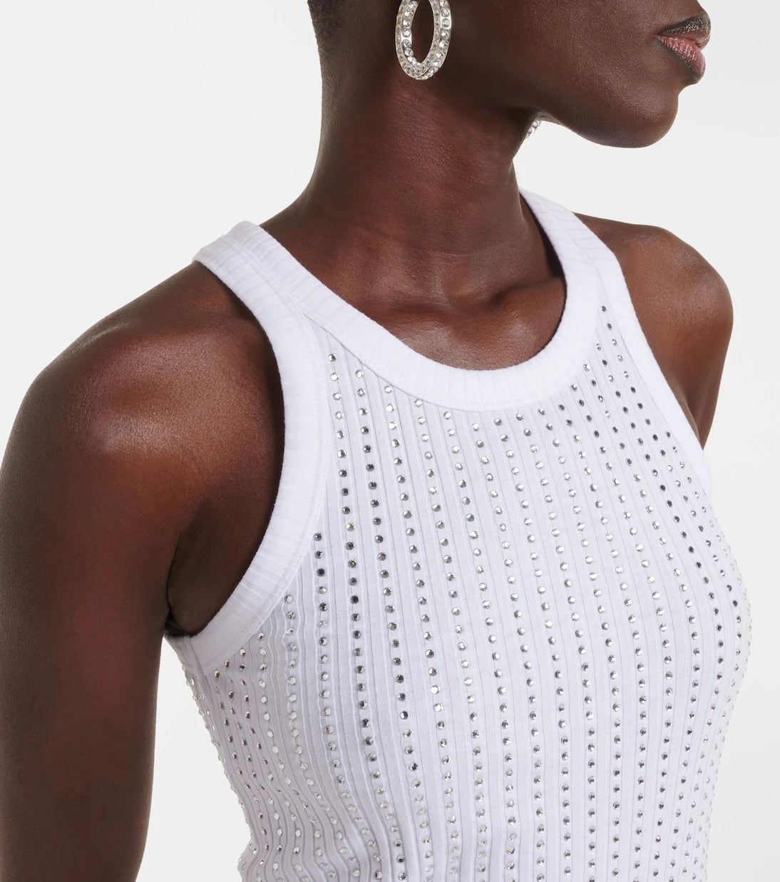 The Attico - Embellished cotton jersey top