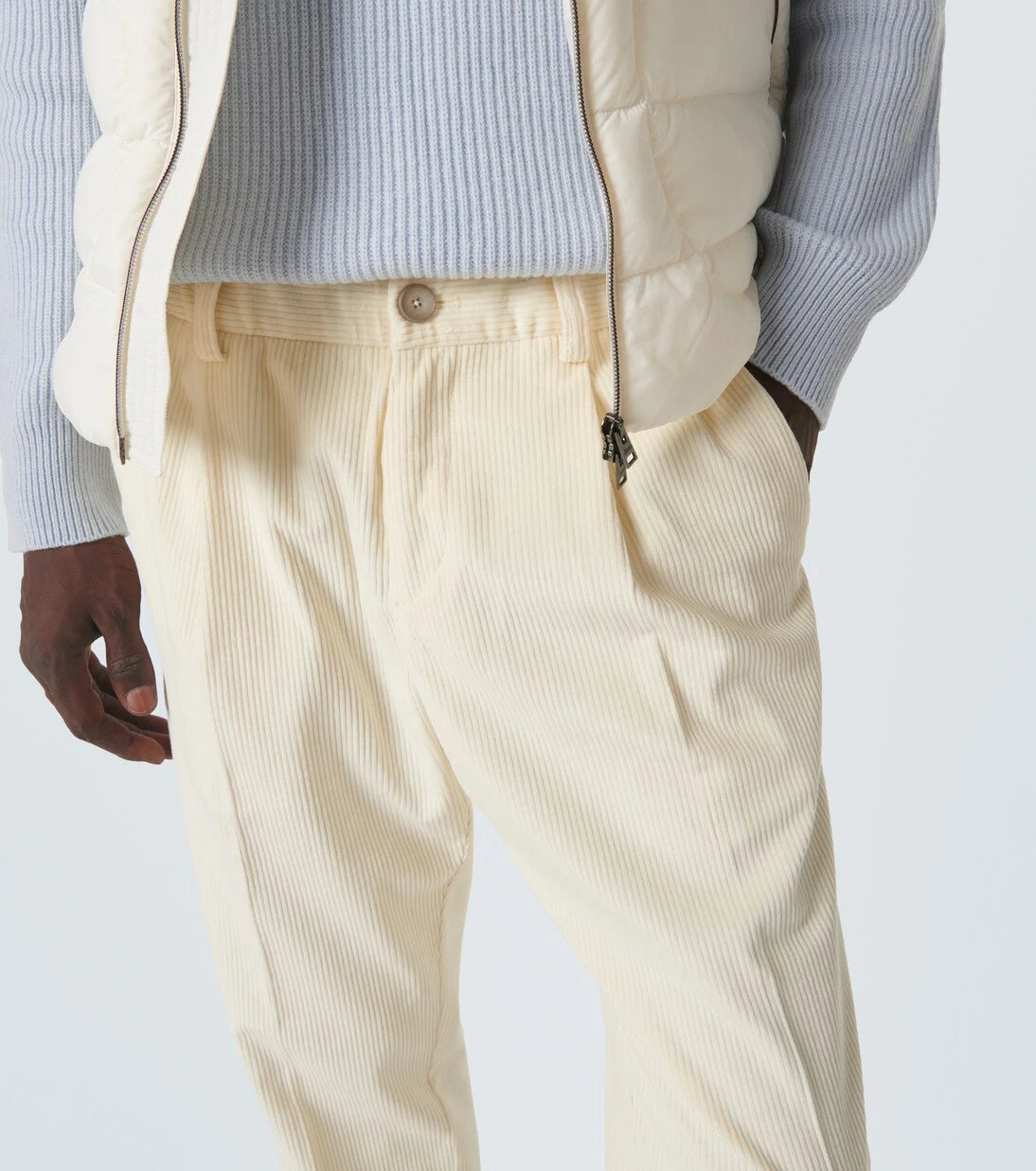 Herno - Cotton and cashmere velvet slim pants