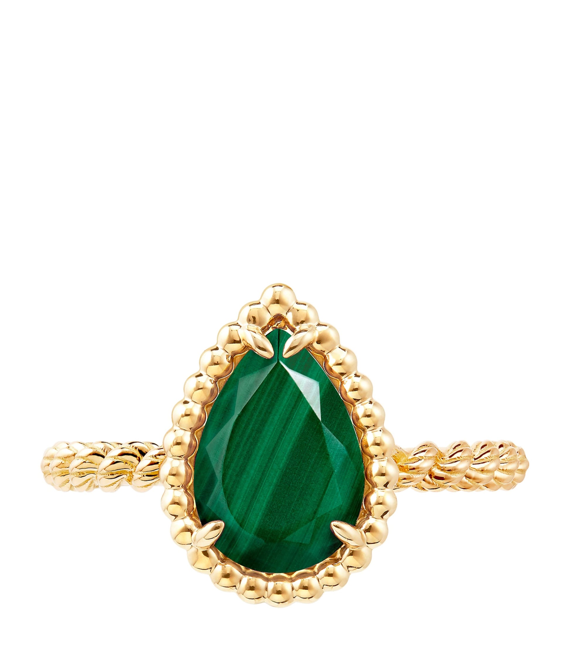 Yellow Gold and Malachite Small Motif Serpent Bohème Ring