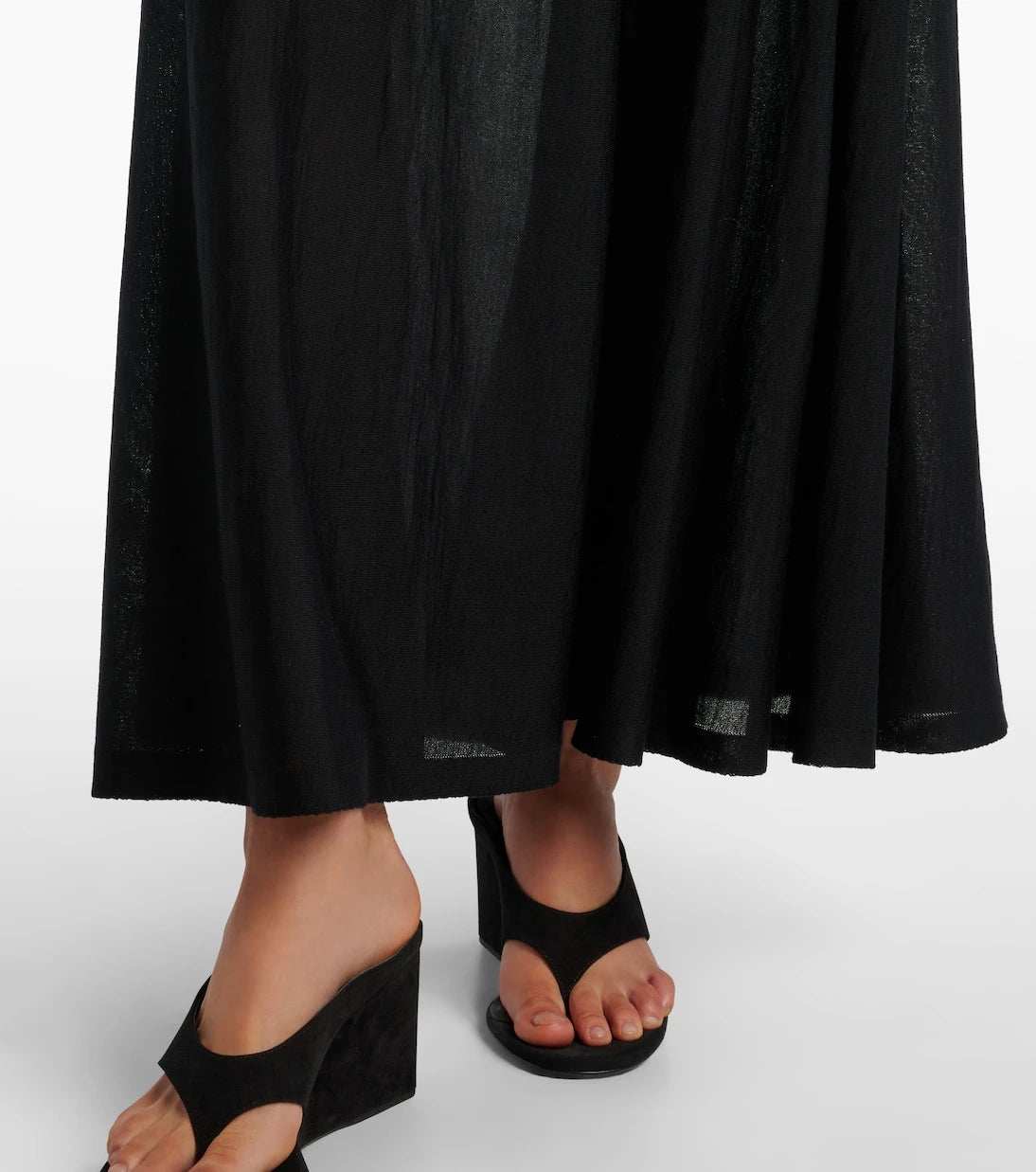 Alaïa - Flared virgin wool maxi skirt