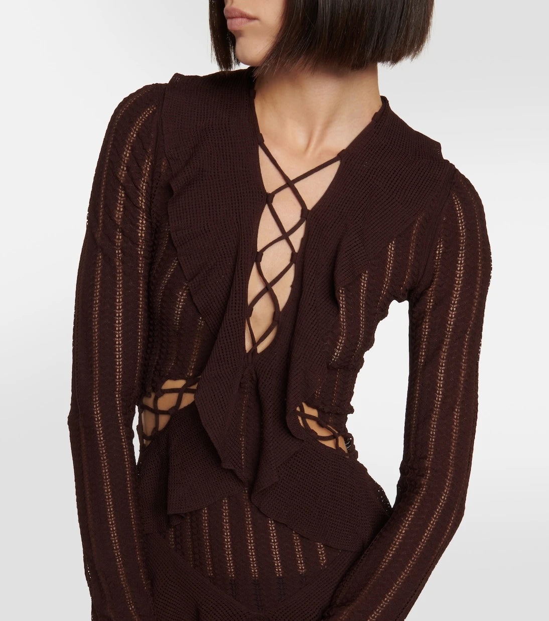 Dion Lee - Ruffled pointelle minidress